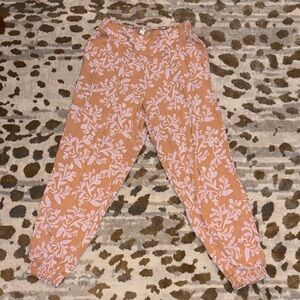 Aerie Pink and Orange Floral Joggers